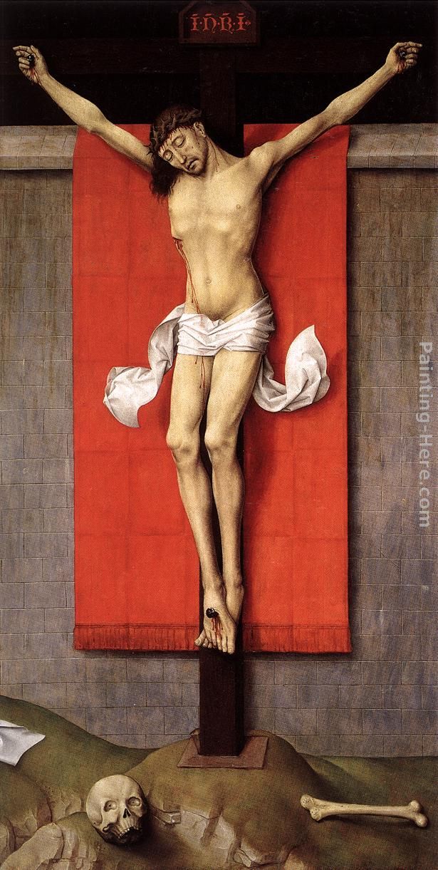 Crucifixion Diptych right panel painting - Rogier van der Weyden Crucifixion Diptych right panel art painting